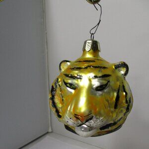 Vintage Christopher Radko Tiger Cat Head Christmas Holiday Ornament